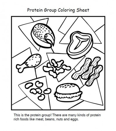 Protein colouring sheet | Group meals, Protein foods, Food groups for kids