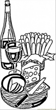Wine And Cheese From France Coloring Page - Free France Coloring ...