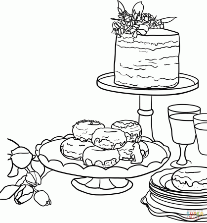 Desserts and Drinks coloring page | Free Printable Coloring Pages