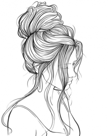 Long hair bun coloring book to print and online