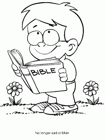 Children Reading Bible Coloring Page free image download