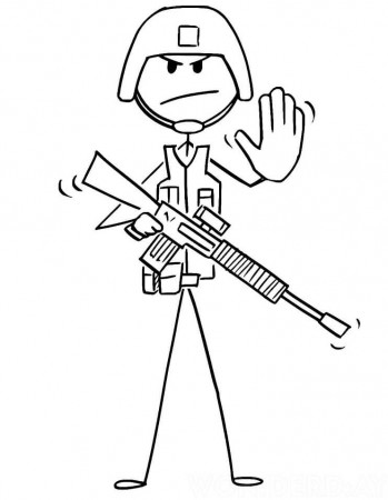 Soldier Stickman Coloring Page - Free Printable Coloring Pages for Kids