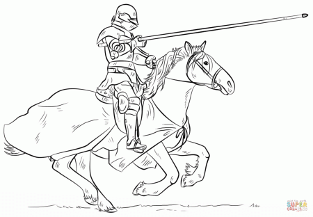 Knight on Horse coloring page | Free Printable Coloring Pages
