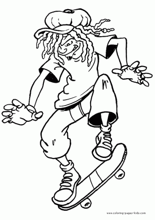 Skateboarding coloring pages for kids