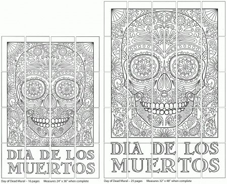 Day Dead Skulls Coloring Pages Kids Mural - Colorine.net | #15897
