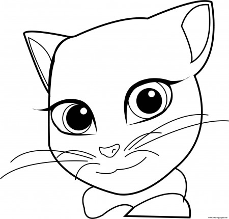 Angela Cat Face Talking Tom Coloring Pages Printable