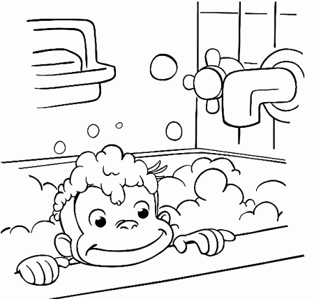 Curious george coloring pages take a bath - ColoringStar