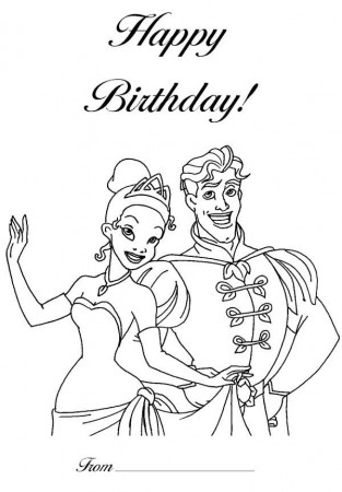 Prince Charming and Beautiful Princess in Happy Birthday Coloring ...