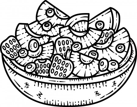 Summer Fruit Salad Line Art Coloring Page 20581514 Vector Art at Vecteezy
