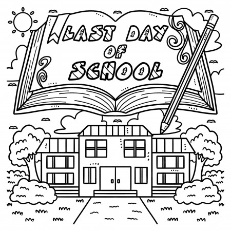 Premium Vector | Last day of school isolated coloring page for kids