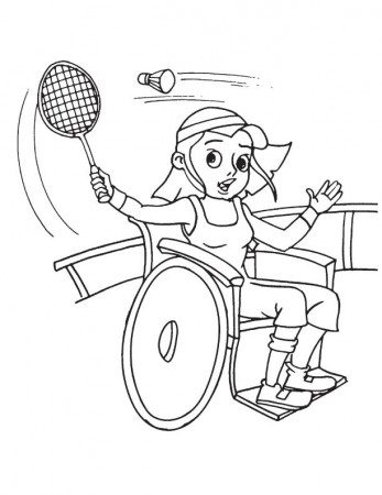 Badminton on wheelchair coloring page | Download Free Badminton on  wheelchair coloring page for kids | Best Coloring Pages