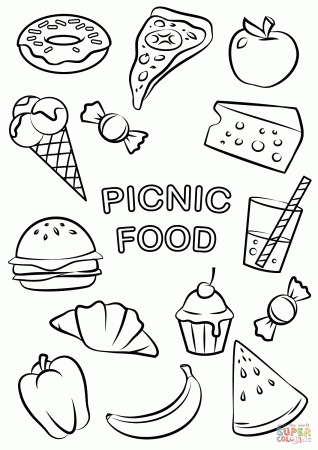 Picnic Food coloring page | Free Printable Coloring Pages