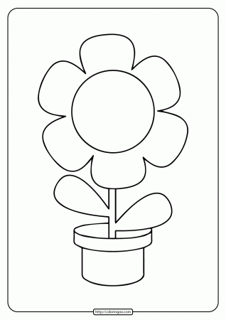 Printable Simple Flower in a Pot Coloring Page