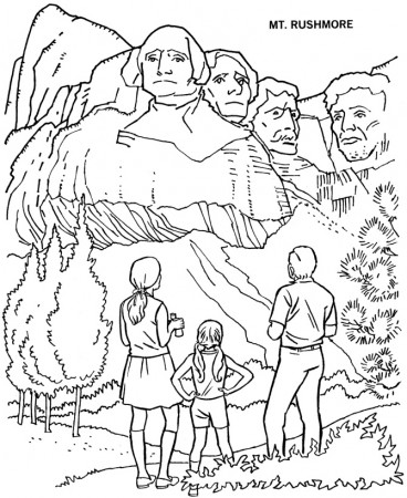 Printable Mount Rushmore coloring page for both aldults and kids.