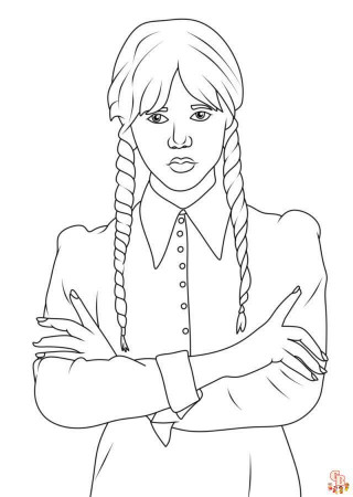 Printable Wednesday Addams Coloring Pages - GBcoloring