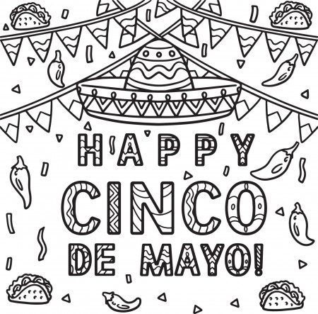 Happy Cinco de Mayo Banner Coloring Page for Kids 14743469 Vector Art at  Vecteezy