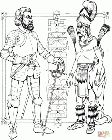 Indian Man And Knight coloring page | Free Printable Coloring Pages