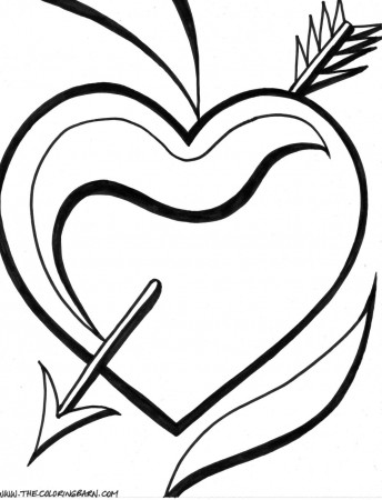 coloring page of a cartoon heart and rose. hearts and roses ...