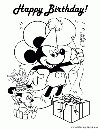 Print happy birthday mickey disney Coloring pages