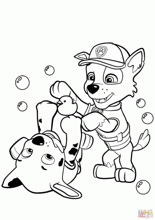 Paw Patrol Rocky and Marshall coloring page | Free Printable Coloring Pages