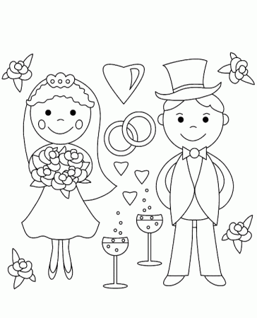 Basic wedding coloring page for kids - Topcoloringpages.net