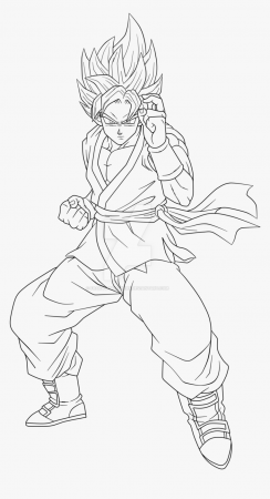 Ssgss Goku Coloring Pages 3 By Jon - Line Art, HD Png Download - kindpng