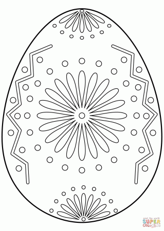 Easter Egg with Floral Ornament coloring page | Free Printable ...