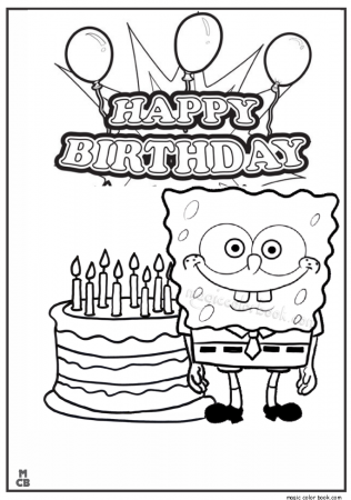 Happy Birthday Sponge Bob coloring Page