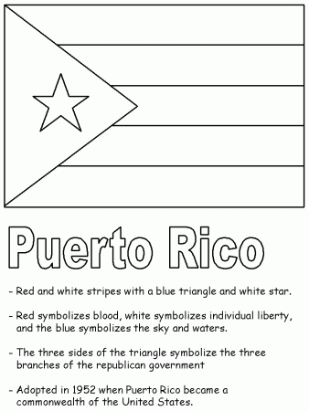 Puerto Rico Flag and Facts Coloring Page