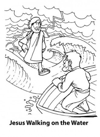kids church. jesus walks on water bible coloring page. prev next ...