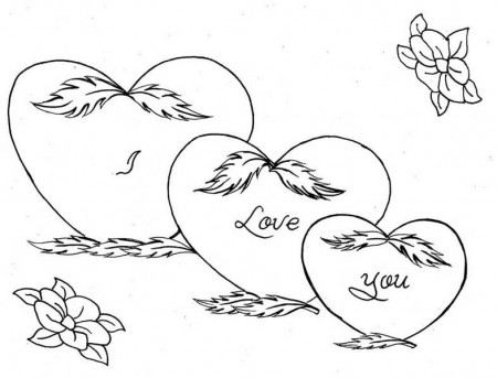 Three Hearts and Roses Coloring Page: Three Hearts and Roses ...