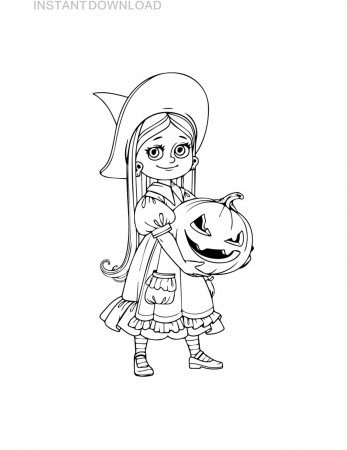 Printable Halloween Princess Coloring Page Plus Bonus Instant - Etsy