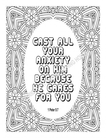 Bible Verse Coloring Page Cast All Your Anxiety on Him - Etsy