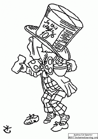 The Mad Hatter Arrives at Court to Testify (Coloring Page) - Enchanted  Learning