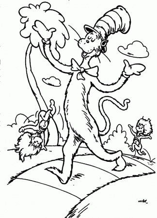 Dr Seuss Cat In The Hat Coloring Pages - Coloring