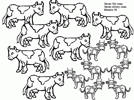 7 Fat Cows, 7 Skinny Cows - Coloring Page