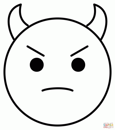 Angry Face with Horns Emoji coloring page | Free Printable Coloring Pages