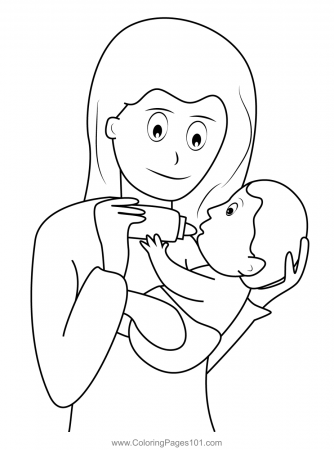Mom Feeding Baby with Milk Bottle Coloring Page for Kids - Free Mother's  Day Printable Coloring Pages Online for Kids - ColoringPages101.com | Coloring  Pages for Kids