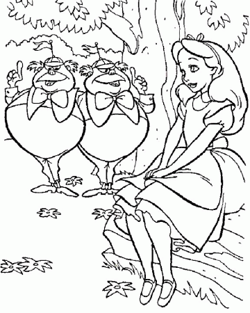 Tweedle Dee And Tweedle Dum And Alice In Wonderland Coloring Pages ...