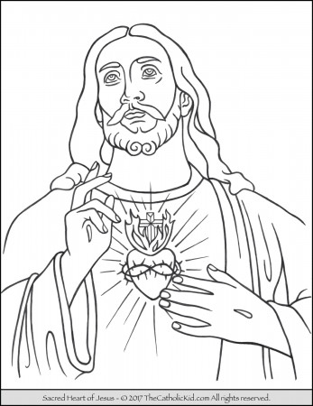 Sacred Heart of Jesus Coloring Page - The Catholic Kid - Catholic Coloring  Pages and Games for Children