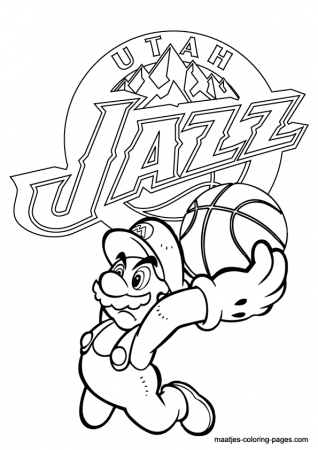 Utah Jazz and Super Mario NBA coloring pages