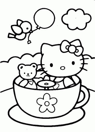 Hello Kitty In Tea Cup Coloring Pages Phenomenal Free Party Picture  Inspirations – azspring