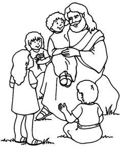 Jesus With Children - Coloring Pages for Kids and for Adults