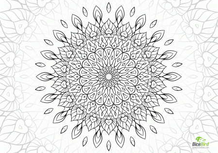 Queen Mandala Flower free complex coloring pages
