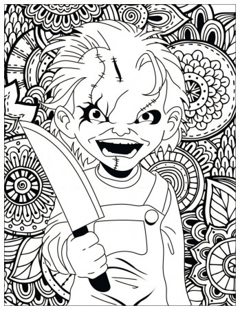 Horror chucky - Halloween Adult Coloring Pages