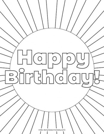 20 Free Happy Birthday Coloring Pages for Kids | Mrs. Merry