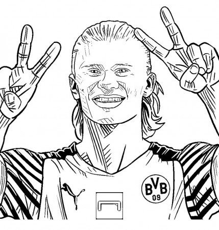 Happy Erling Haaland Coloring Page - Free Printable Coloring Pages for Kids
