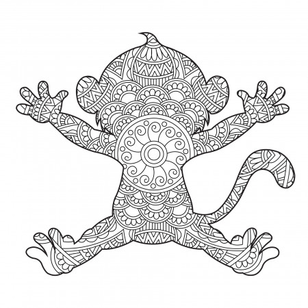 Monkey Mandala Coloring Page for Adults Floral Animal Coloring Book  Isolated on White Background Antistress Coloring Page Vector Illustration  14939190 Vector Art at Vecteezy