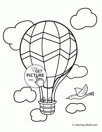 Balloon transportation coloring pages aerostat for kids, printable ...