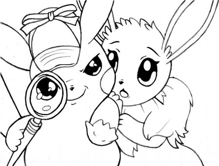 Coloring page Pikachu : Detective Pikachu and Eevee 6